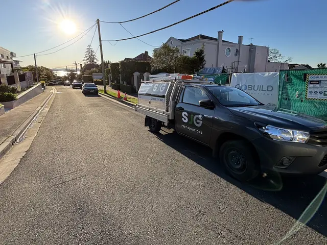 SJG Pest Solutions ute on site at a pre-construction termite job