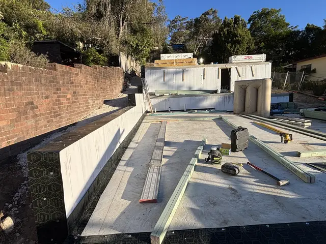 Termite barrier and formwork on a sloping Sydney block