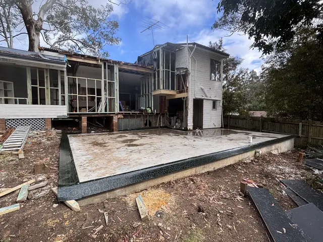 Termite barrier installed to the slab of a home extension