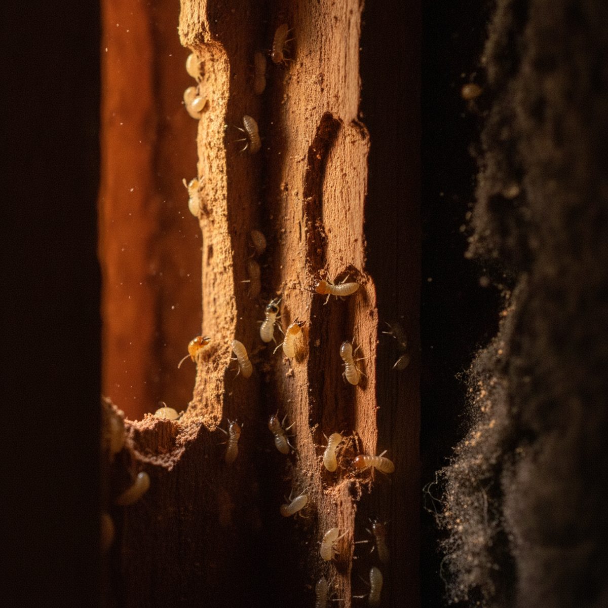 Termites inside timber wall framing